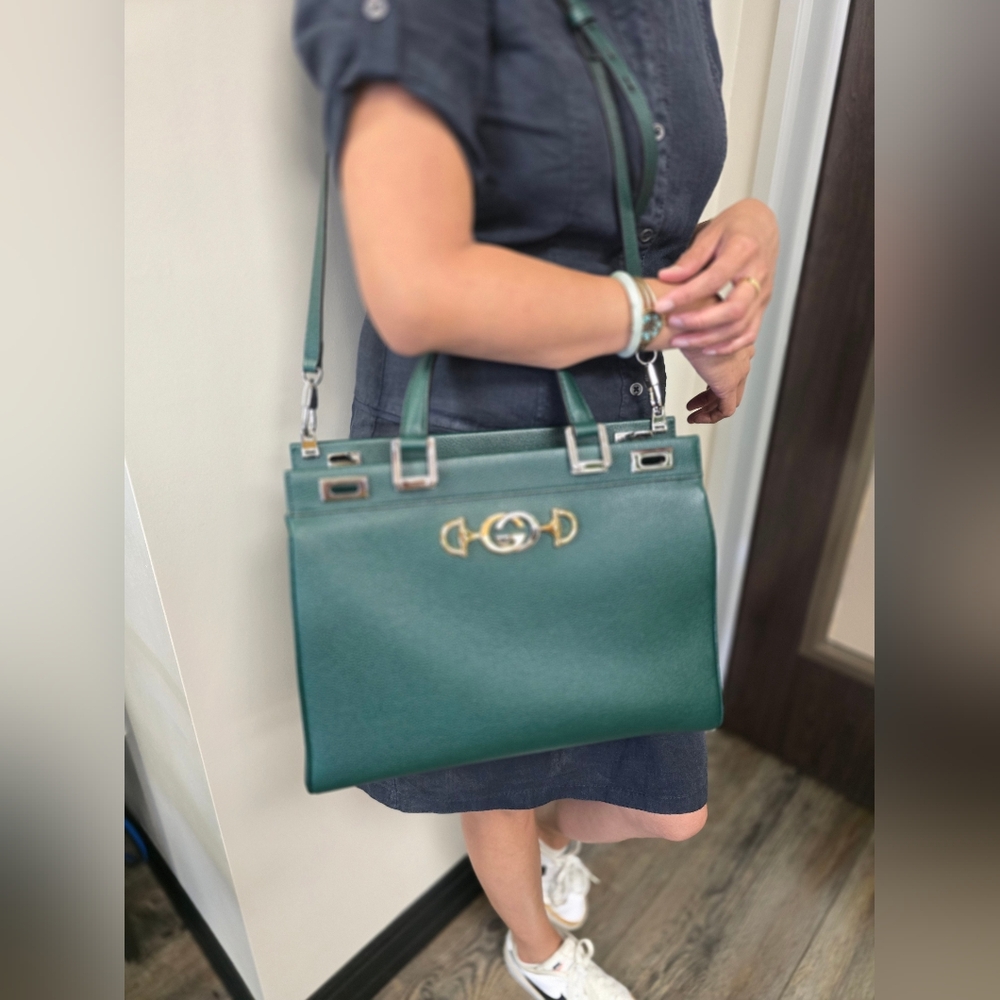 Gucci Green Satchel with Gold Hardware - Picture 14 of 16